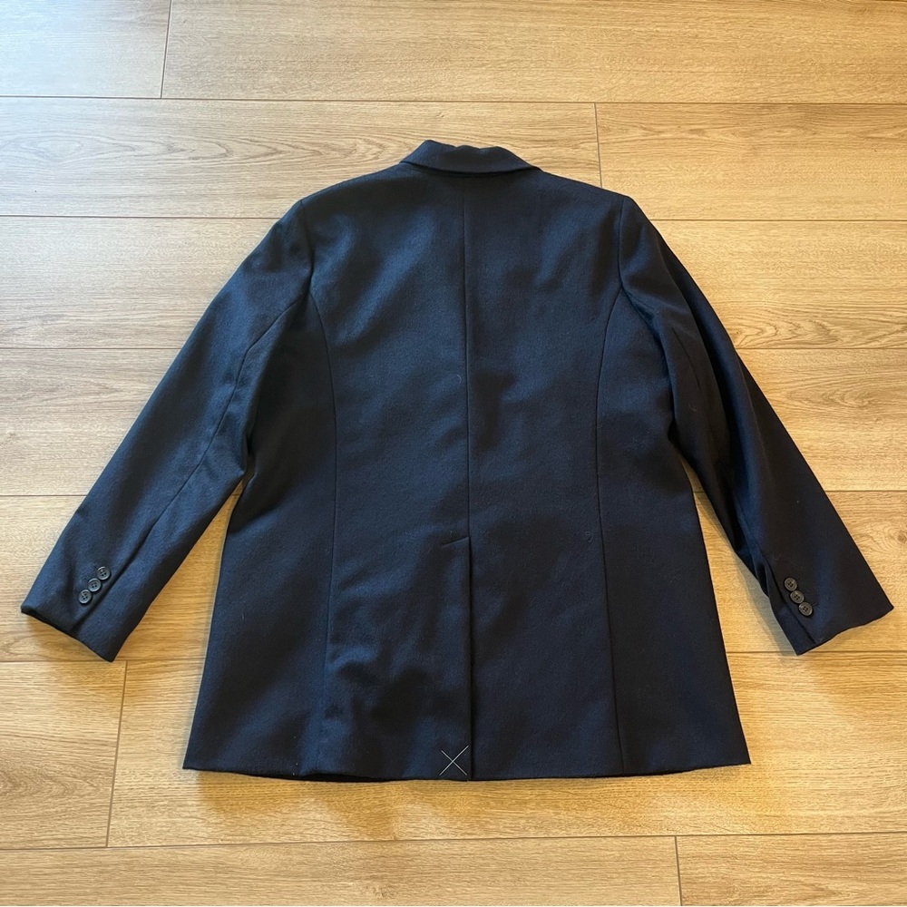 NWT Talbots Navy Blue Long Brushed Wool Blend Jacket Blazer Size 14 - Picture 6 of 6